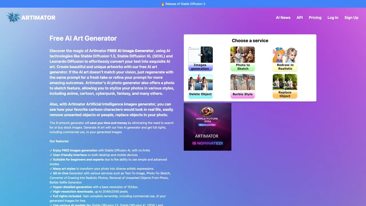 artimator screenshot