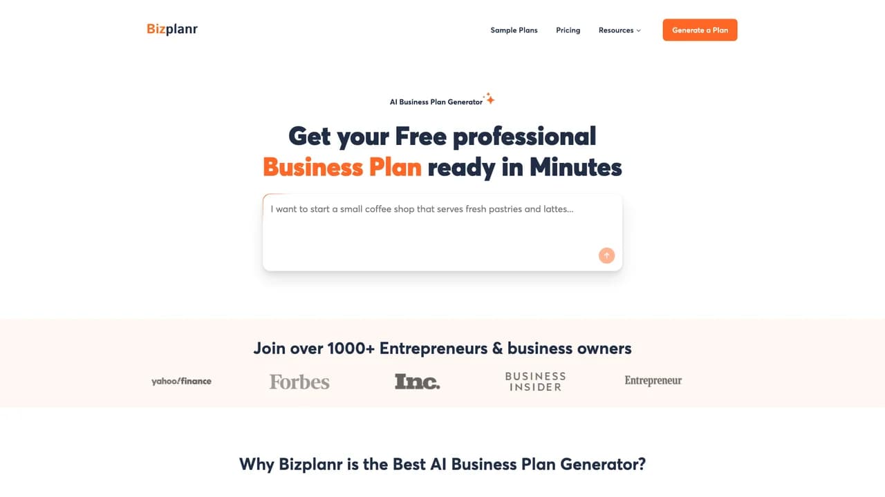 bizplanr screenshot