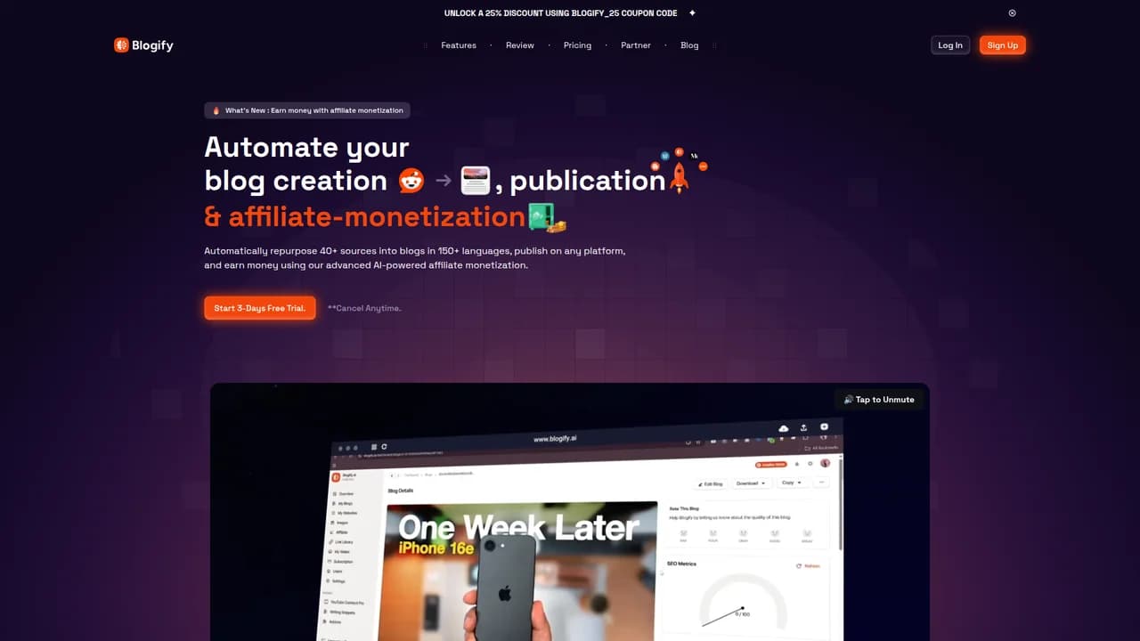 blogify screenshot