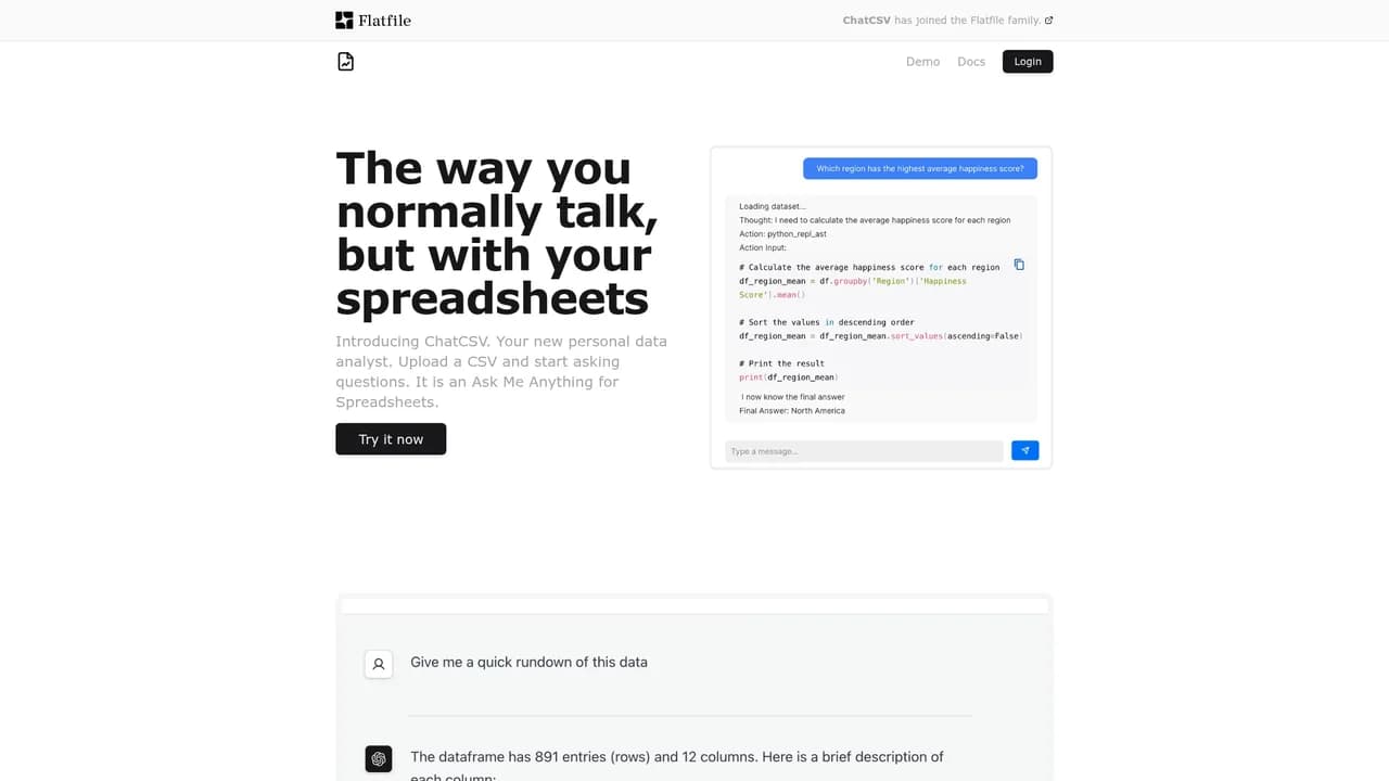 chatcsv screenshot