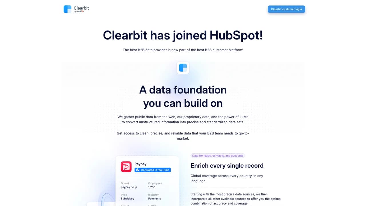 clearbit screenshot