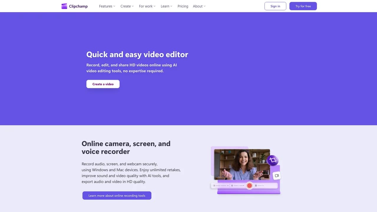 clipchamp screenshot