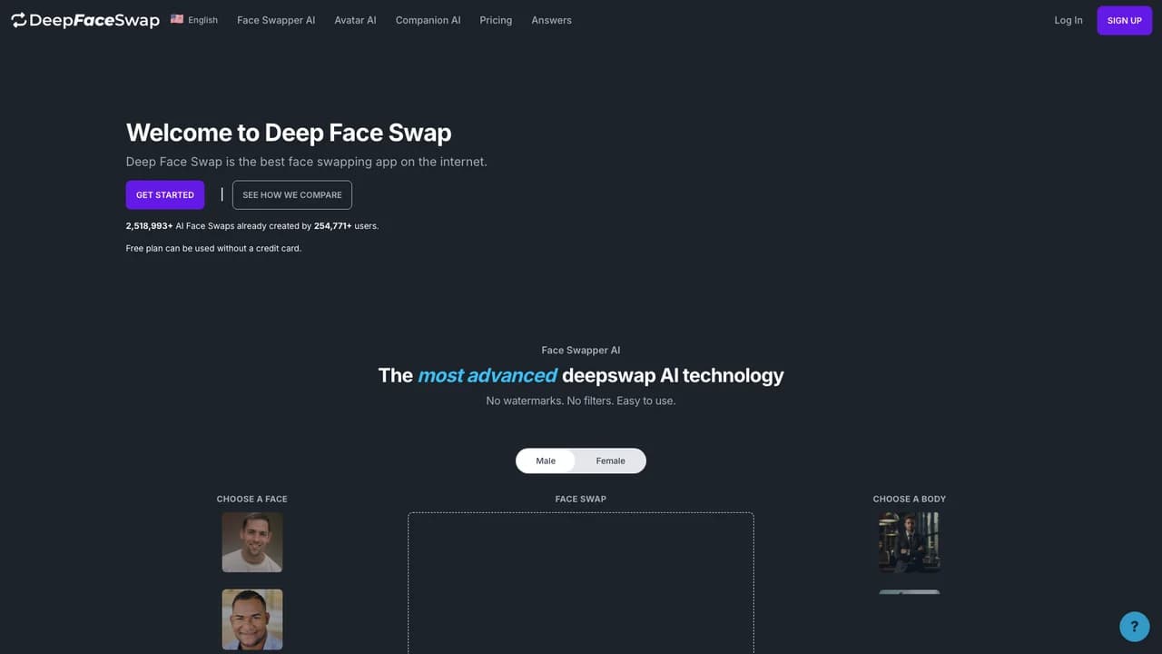 deepfaceswapai screenshot