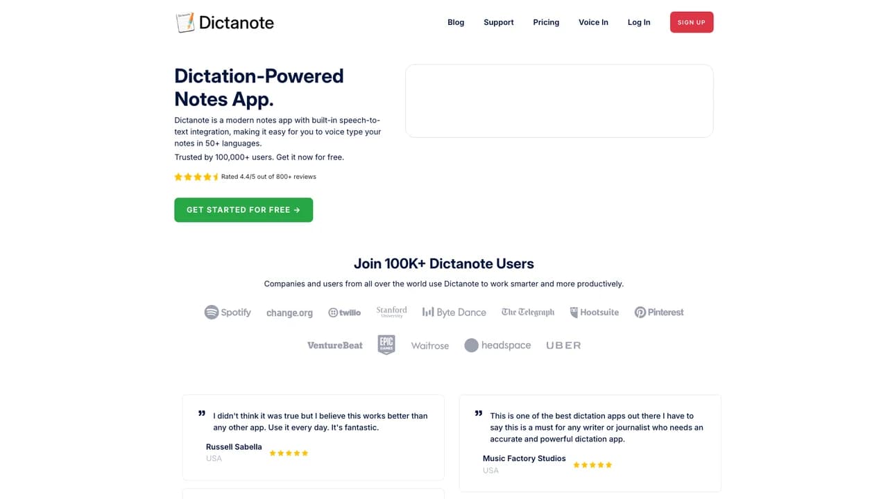 dictanote screenshot