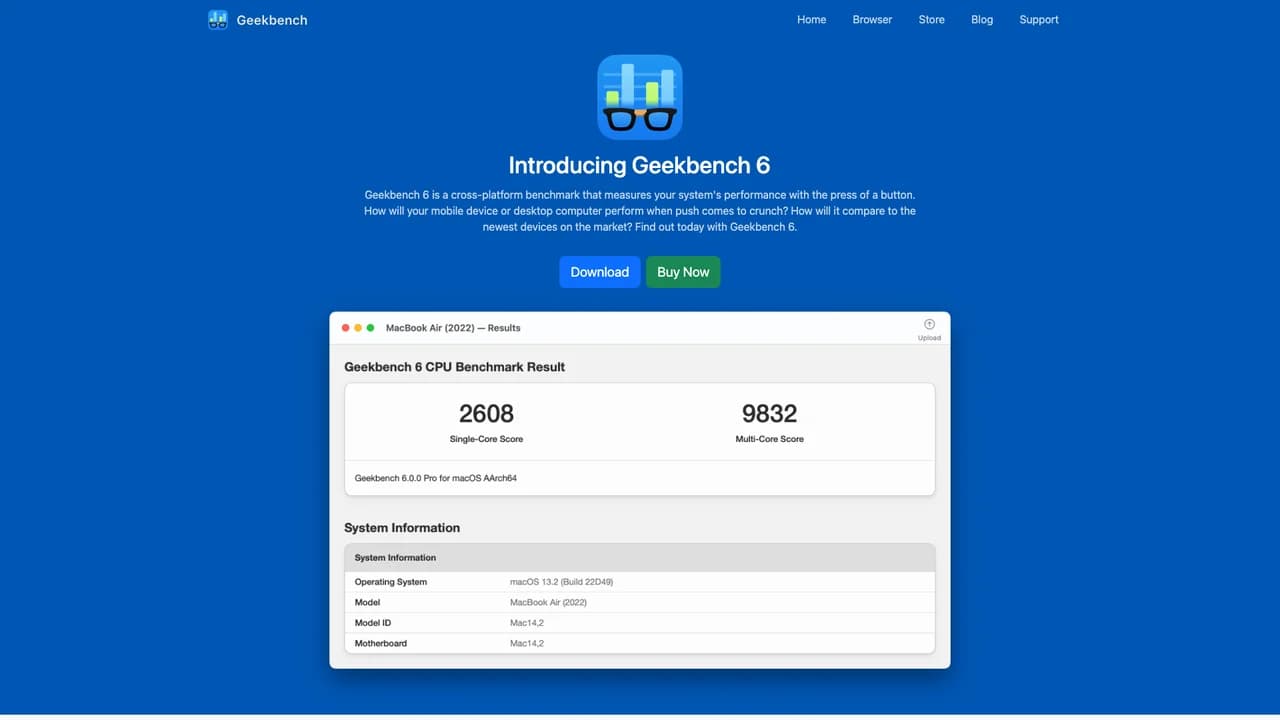 geekbench screenshot