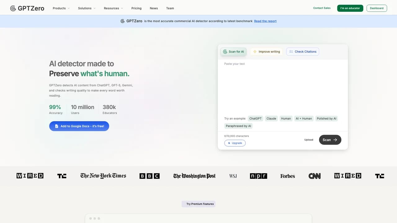 gptzero screenshot