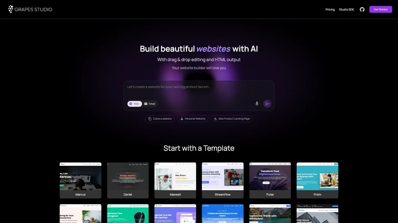 grapejs screenshot