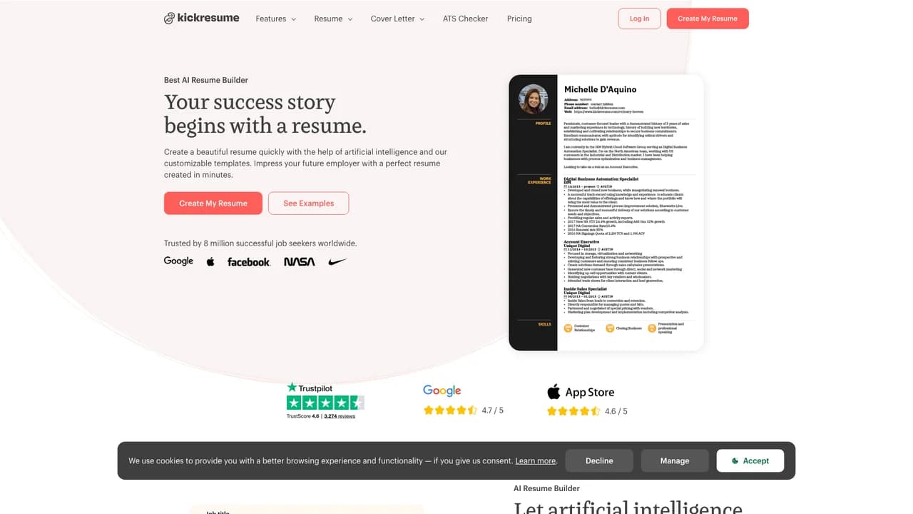 kickresume screenshot