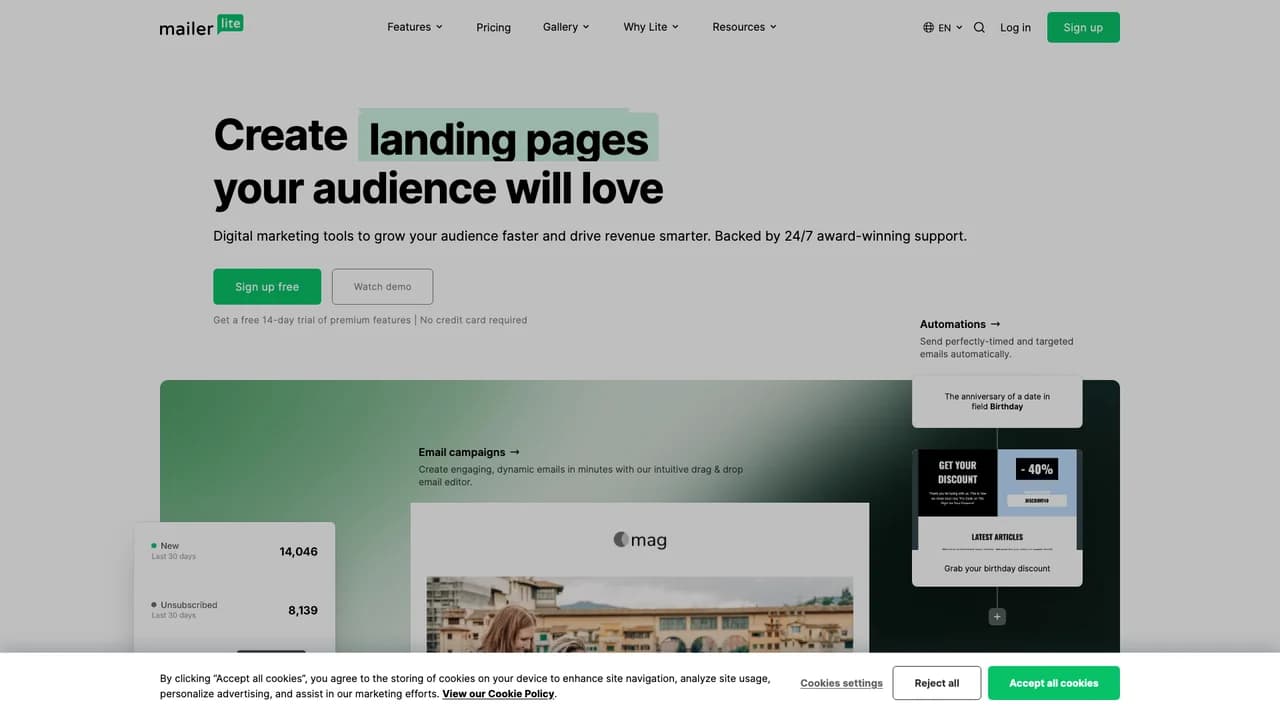 mailerlite screenshot