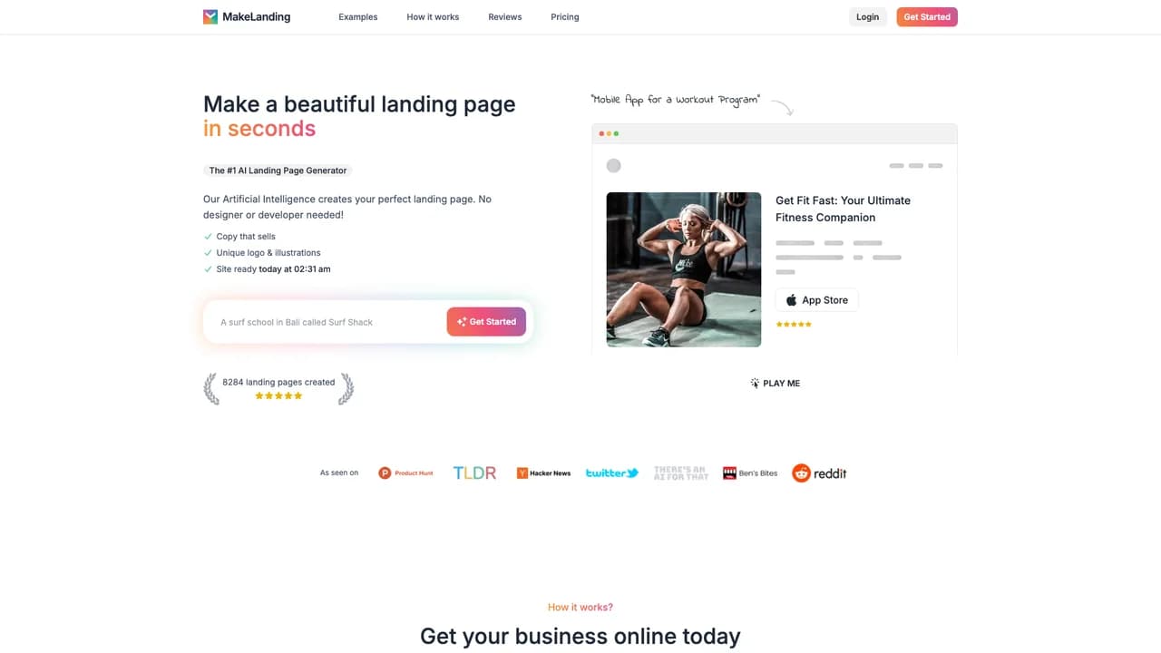 makelanding screenshot
