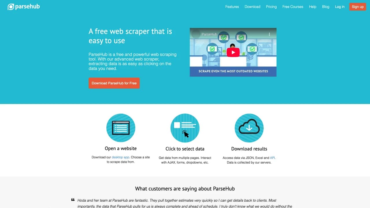parsehub screenshot