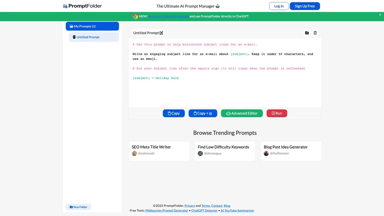 promptfolder screenshot