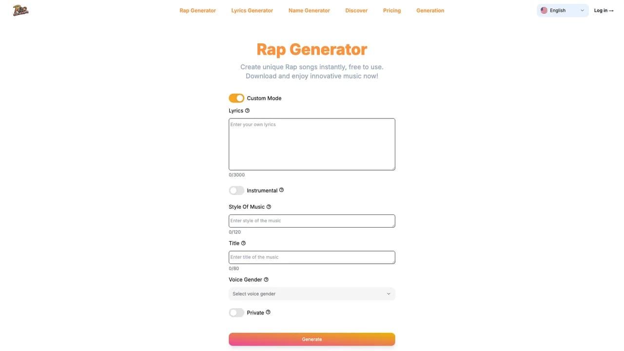 rap-generator screenshot