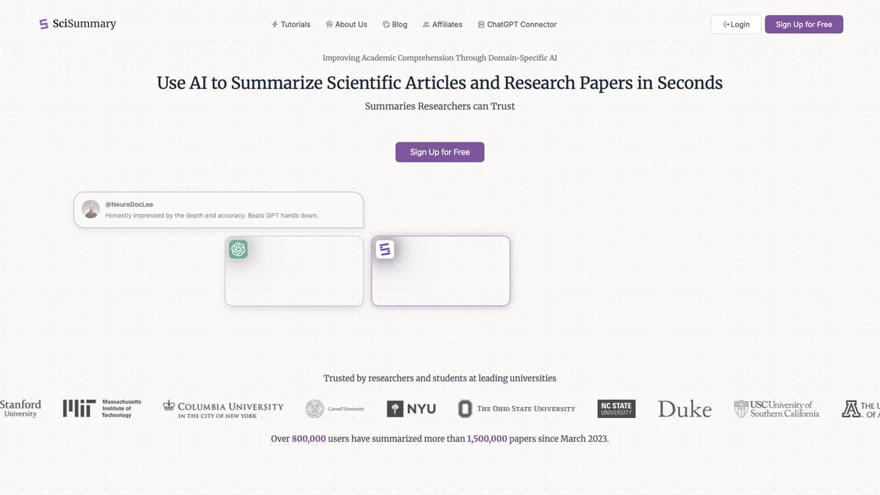 scisummary screenshot