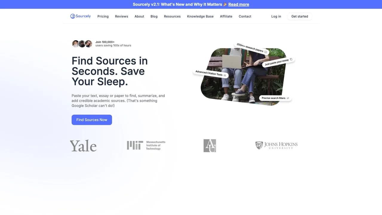 sourcely screenshot