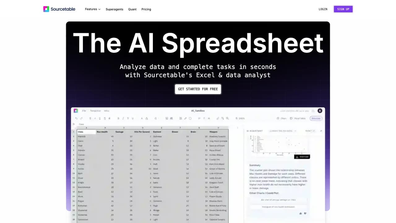 sourcetable screenshot
