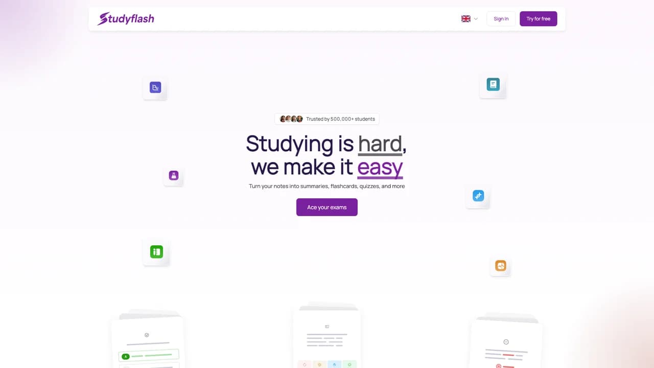 studyflash screenshot