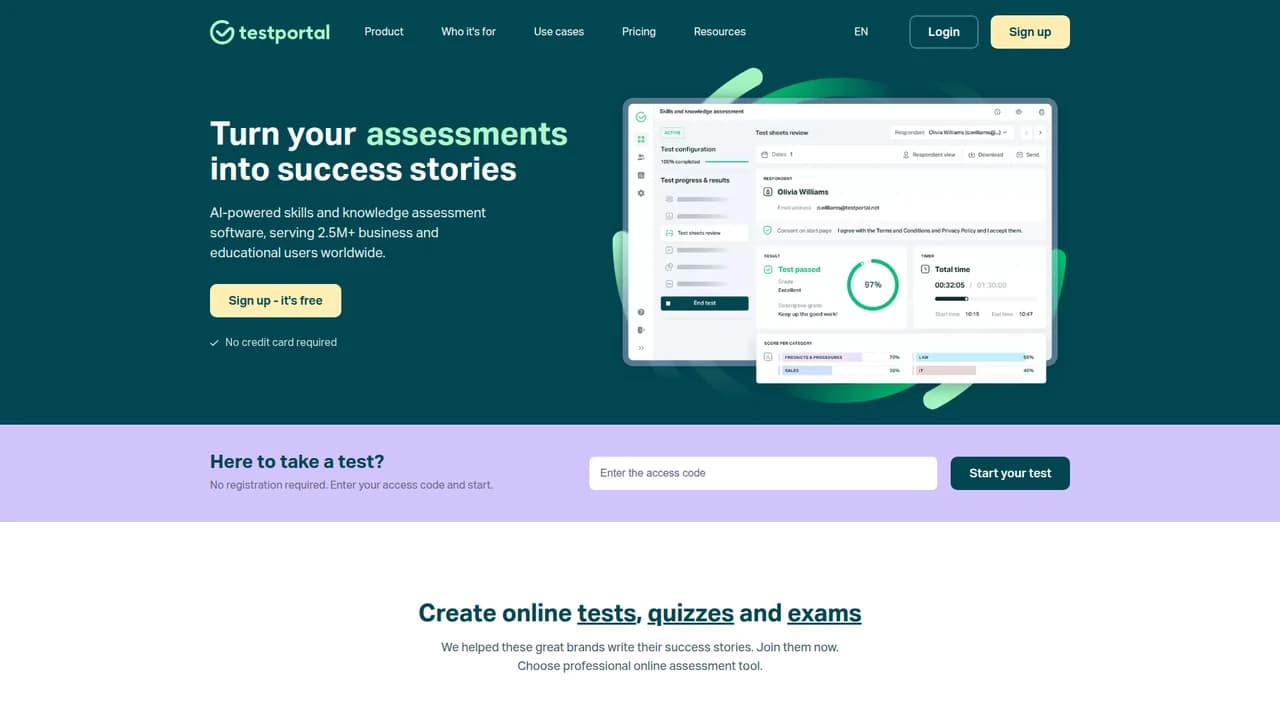 testportal screenshot