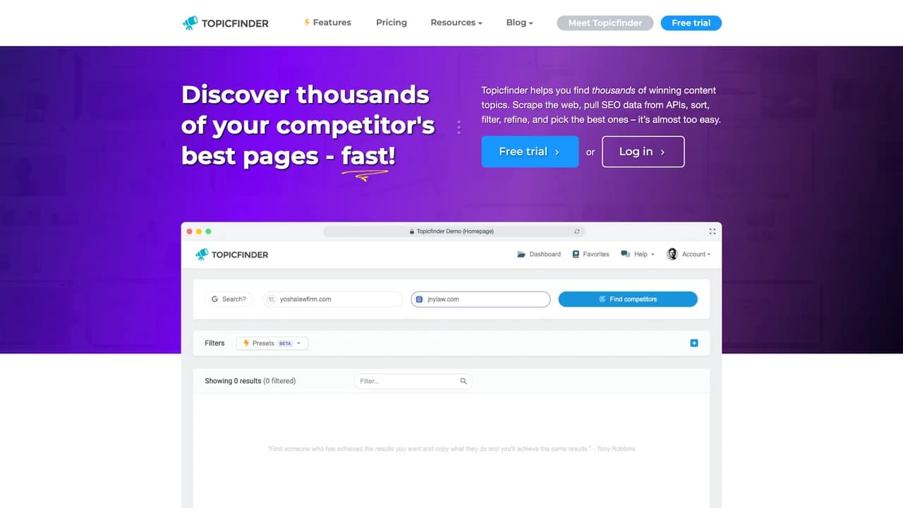 topicfinder screenshot