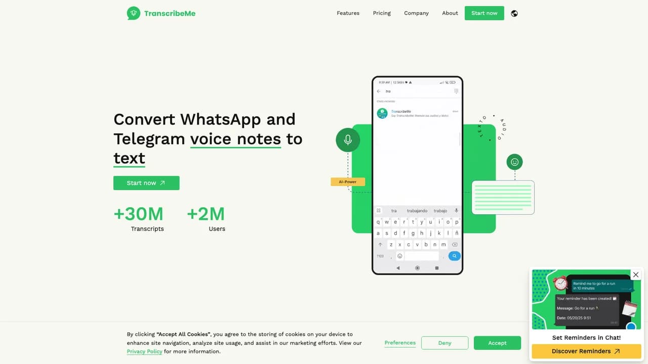 transcribeme screenshot