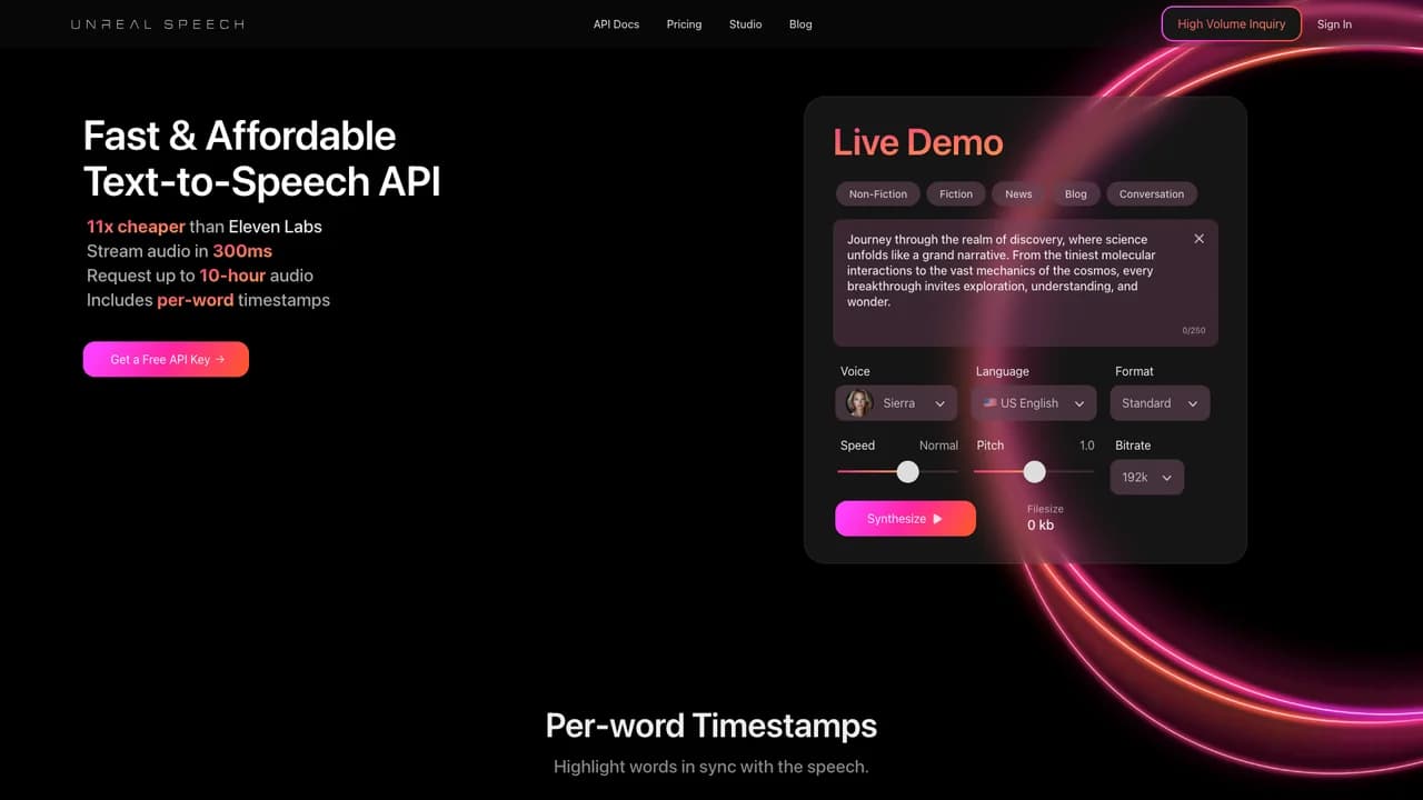unreal-speech screenshot
