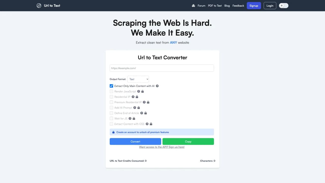 urltotext screenshot