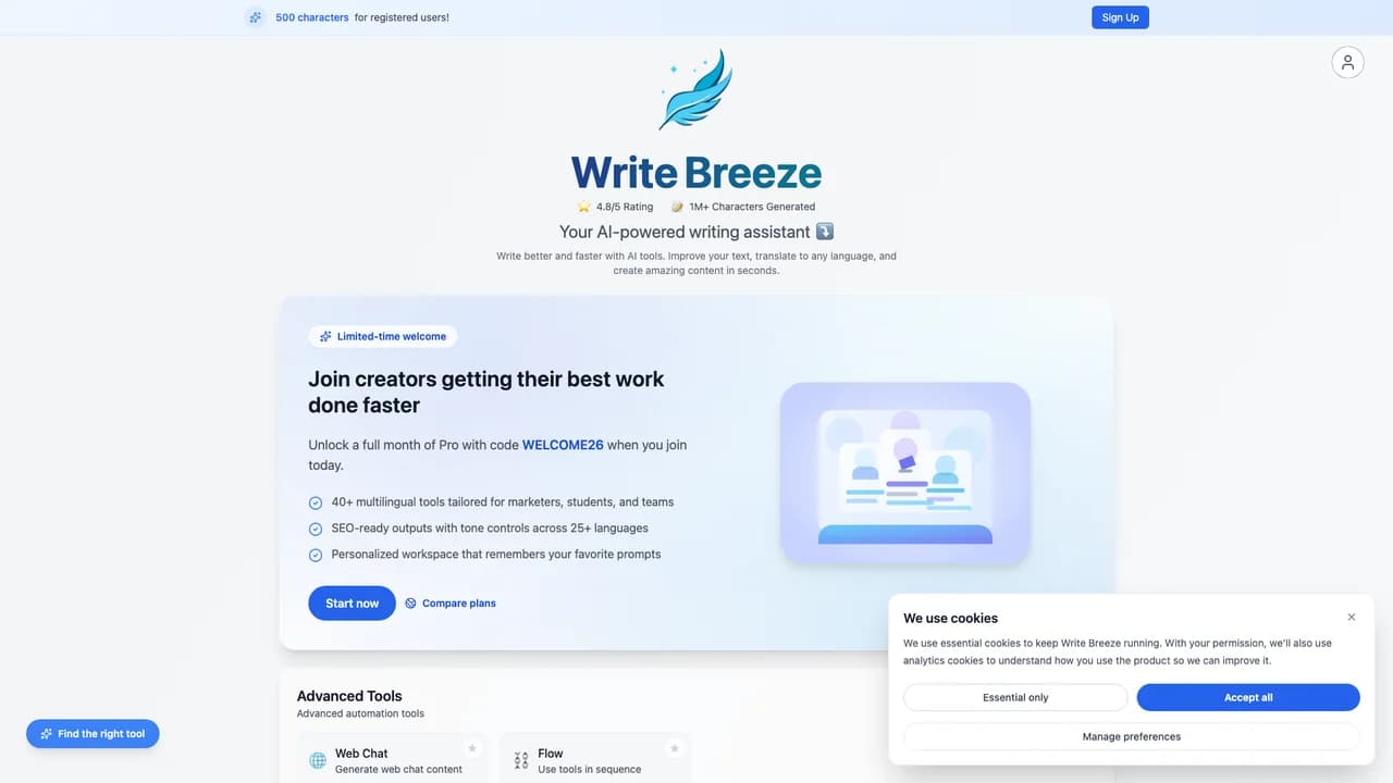 write-breeze screenshot